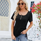 Women's Button U-neck Loose Short-sleeve Top