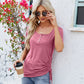 Women's Button U-neck Loose Short-sleeve Top