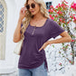 Women's Button U-neck Loose Short-sleeve Top