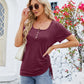 Women's Button U-neck Loose Short-sleeve Top