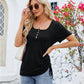 Women's Button U-neck Loose Short-sleeve Top