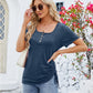 Women's Button U-neck Loose Short-sleeve Top