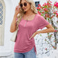 Women's Button U-neck Loose Short-sleeve Top