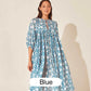 🍊Women's Vintage Floral Pleated Half Sleeve Flowy Dress