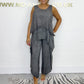 Super low discount Women's casual sleeveless top and trouser suit in large sizes