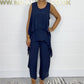 Super low discount Women's casual sleeveless top and trouser suit in large sizes