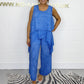 Super low discount Women's casual sleeveless top and trouser suit in large sizes