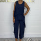 Super low discount Women's casual sleeveless top and trouser suit in large sizes