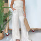 Summer Simple Striped Strapless Wide-Leg Jumpsuit