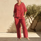 Casual Hooded Cotton and Linen Two-Piece Suit