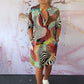 Printed V Neck Sleeveless Dress