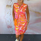 Printed V Neck Sleeveless Dress