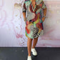 Printed V Neck Sleeveless Dress