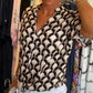 Short-Sleeved V-Neck Printed Casual Top