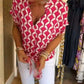 Short-Sleeved V-Neck Printed Casual Top