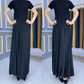 Elastic Waist Pleated Maxi Skirt