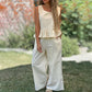 Women's Solid Color Cotton and Linen Sleeveless 2-piece Set
