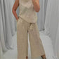 Casual Sleeveless Top Wide Leg Pants 2 Piece Set
