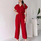 💖 Women's V-Neck Short-Sleeve Casual Jumpsuit