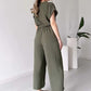💖 Women's V-Neck Short-Sleeve Casual Jumpsuit