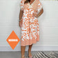 Printed Casual Dress With V-Neckline and Fringes on the Short Sleeves