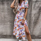 🔥🌸2024 New, elegant plus size dress with V-neckline, floral pattern, high waist and slit
