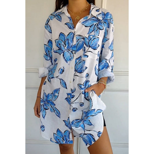 🌸Women's Summer Printed Shirt Dress