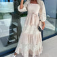 💖Women’s Trendy Patchwork Tie Waist Square Neck Long Dress