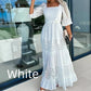 💖Women’s Trendy Patchwork Tie Waist Square Neck Long Dress