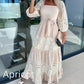 💖Women’s Trendy Patchwork Tie Waist Square Neck Long Dress
