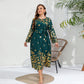 Women's Plus Size Round Neck Loose Printed Maxi Dress