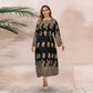 Women's Plus Size Round Neck Loose Printed Maxi Dress