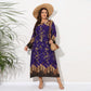 Women's Plus Size Round Neck Loose Printed Maxi Dress