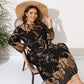Women's Plus Size Round Neck Loose Printed Maxi Dress