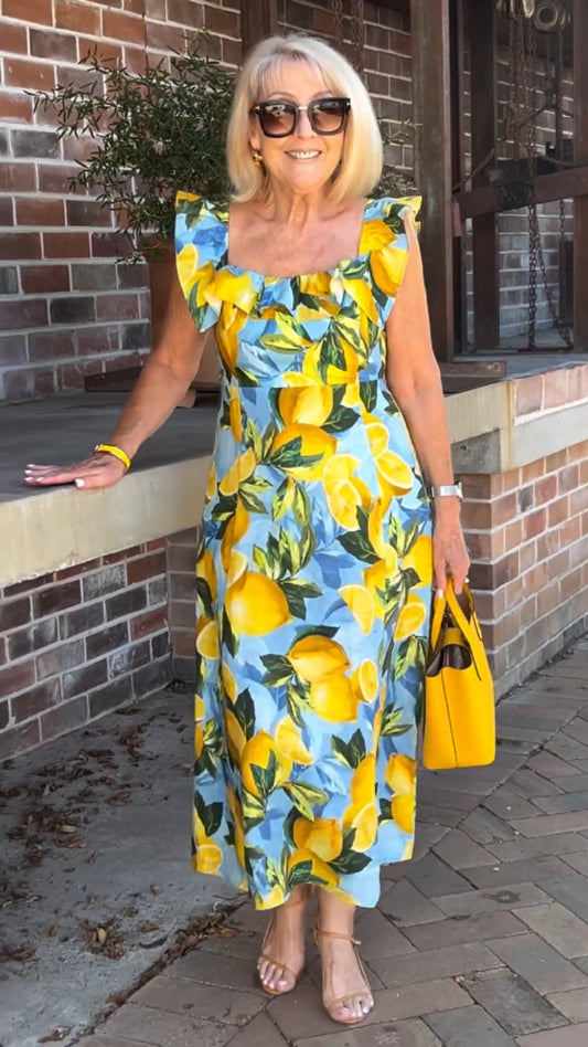 Plus size Lemon print tunic dress