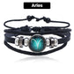 Luminous 12 Constellations Bead Leather Woven Bracelet - Great Gift