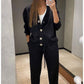 🔥Hot sale🔥Women's Knitted Buttoned Jacket and Pants Two-piece Set