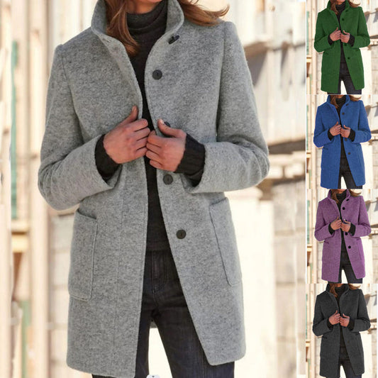 Wool Coat - Retro Button Closure