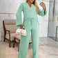 Women’s Plain Long-sleeve Pullover and Loose Drawstring Pants Set