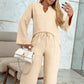 Women’s Plain Long-sleeve Pullover and Loose Drawstring Pants Set