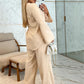 Women’s Plain Long-sleeve Pullover and Loose Drawstring Pants Set