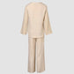 Women’s Plain Long-sleeve Pullover and Loose Drawstring Pants Set