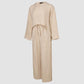 Women’s Plain Long-sleeve Pullover and Loose Drawstring Pants Set
