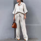 🔥HOT SALE-49% OFF💝Solid Color Lapel Top Drawstring Pants 2-Piece Set