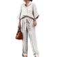 🔥HOT SALE-49% OFF💝Solid Color Lapel Top Drawstring Pants 2-Piece Set