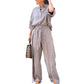 🔥HOT SALE-49% OFF💝Solid Color Lapel Top Drawstring Pants 2-Piece Set
