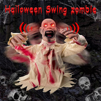 Sound & Touch-Activated Halloween Scary Swinging Ghost Prop Set