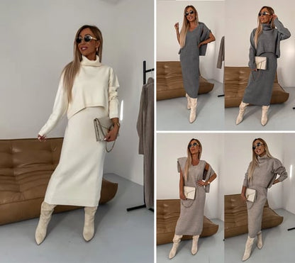 💕Hot Sale 49% OFF💕🔥Midi Dress and Turtle Neck Sweater Set🔥