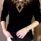 🔥【M-4XL】2024 High quality winter velvet long sleeve t-shirt with rhinestones, warm and fashionable