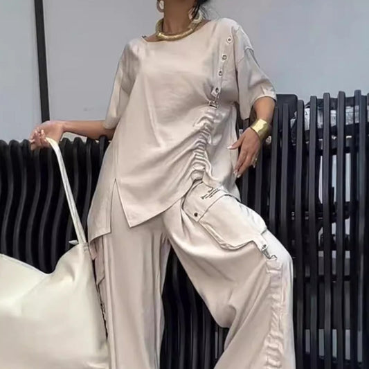 Women's Round Neck T-Shirt and Trousers Two-Piece Suit💕